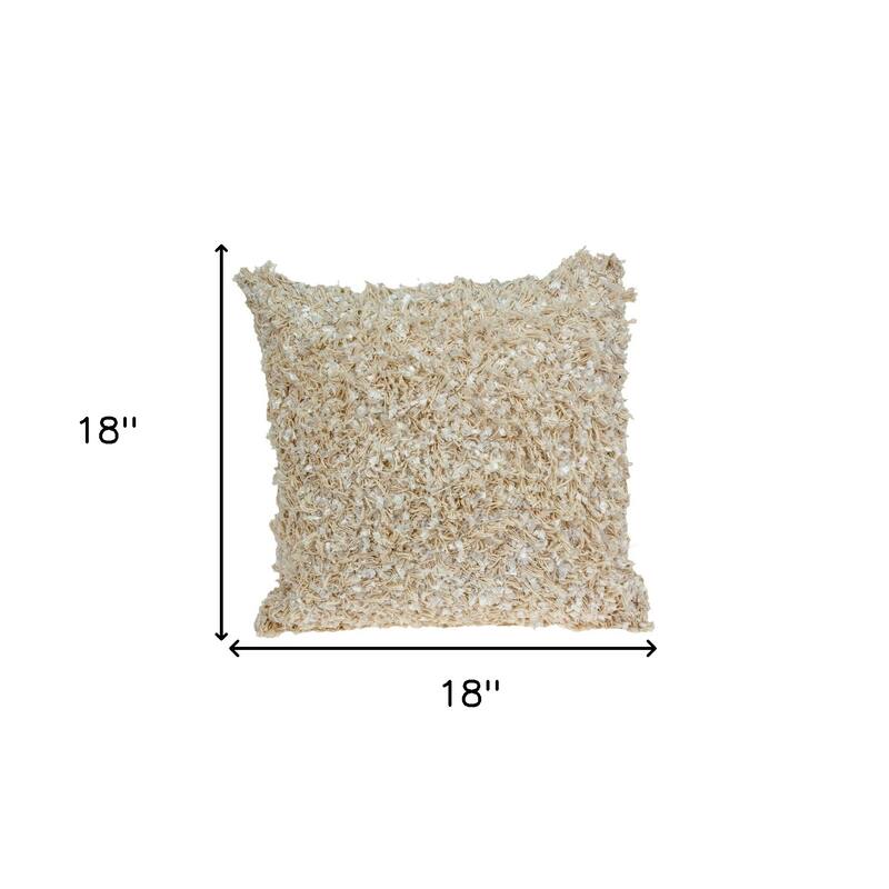 HomeRoots 18" Beige Throw Pillow With Shag
