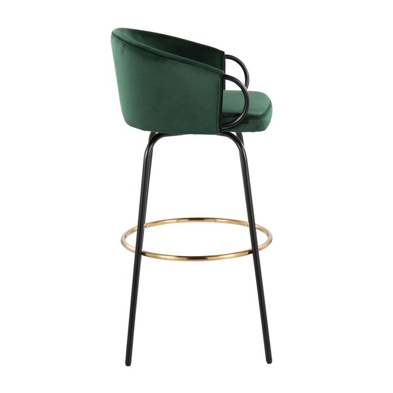 Silver Orchid Battista 30" Fixed-Height Bar Stool with Black Metal Legs & Round Footrest (Set of 2)