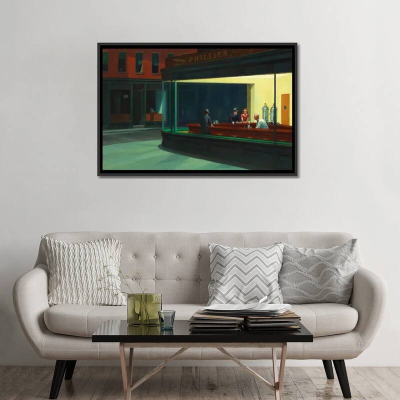 iCanvas "Nighthawks, 1942" by Edward Hopper Framed Canvas Print