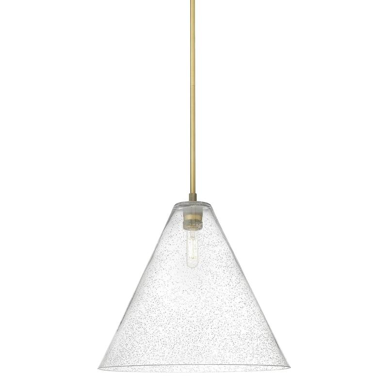 Innovations Lighting 434-1S-15-16 Crown Point Pendant Cone Crown Point - Brushed Brass / Seedy