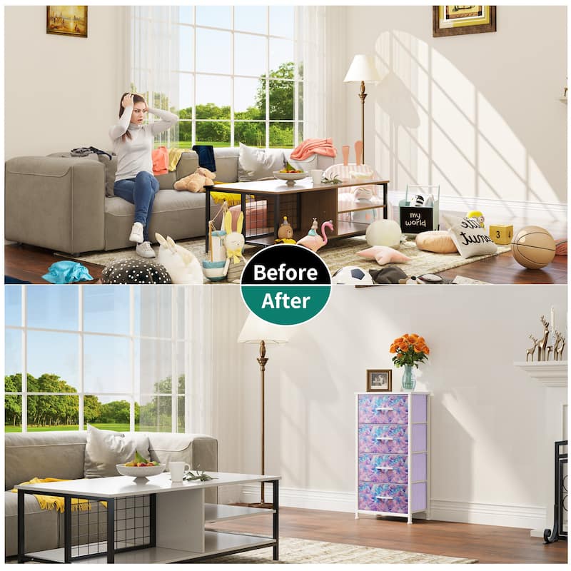 Modern Wide Dresser Storage Tower with 4 Drawers