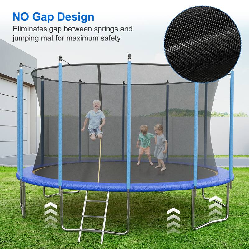 16FT Trampoline, Recreational Trampolines with Enclosure Net and Ladder