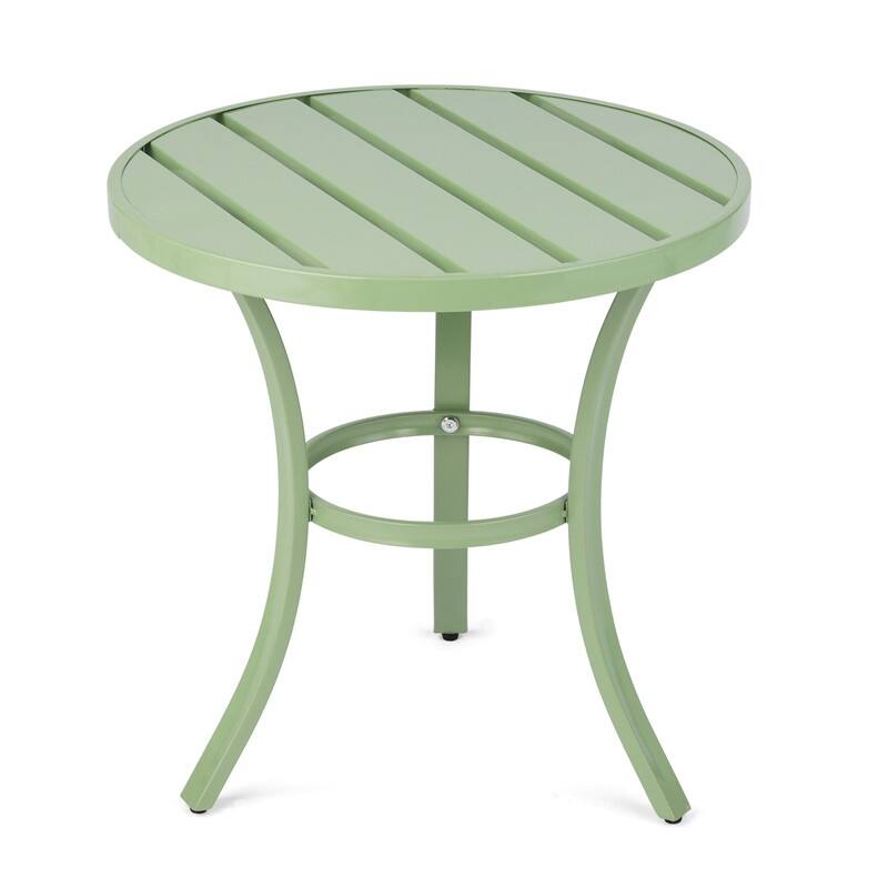 Metal Outdoor Round Side Table, Patio Coffee Bistro Table for Indoor Outdoor