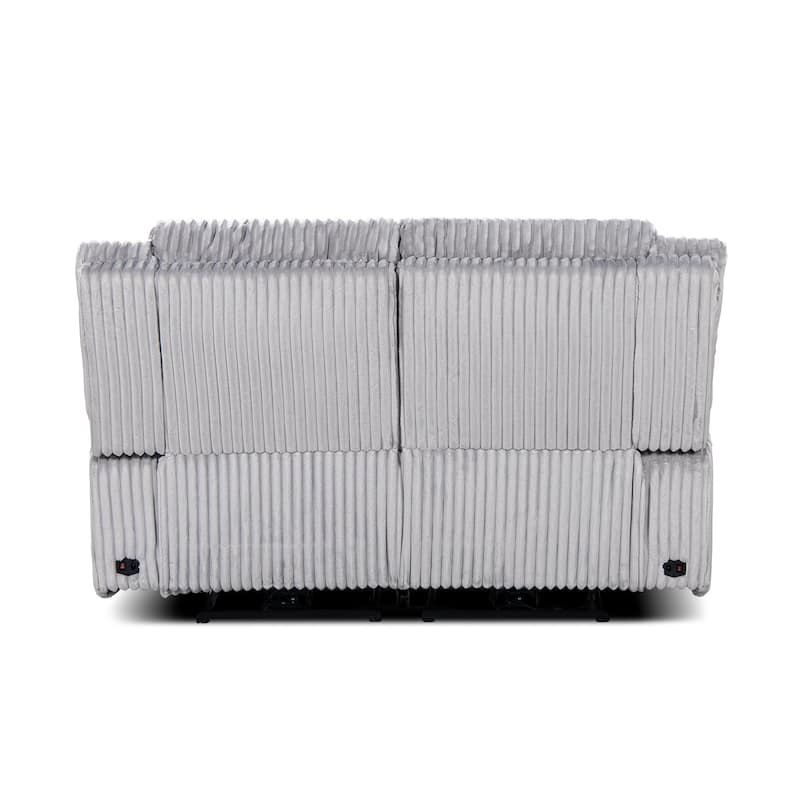 Jennifer Taylor Home Philip 62" Power Motion Recliner Loveseat Sofa, Moon Gray Corduroy