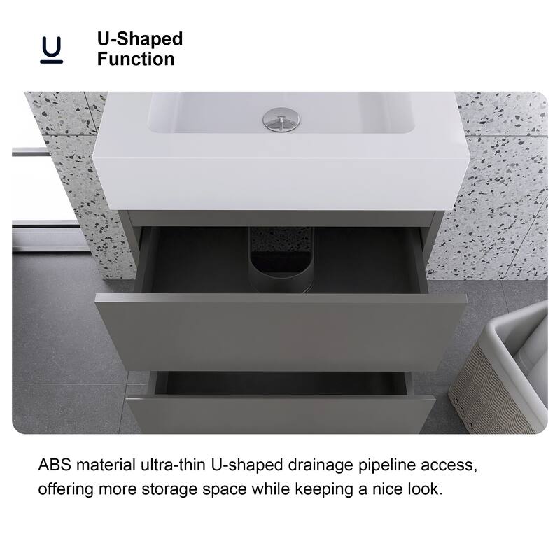 Freestanding Bathroom Vanity with White Solid Surface Top