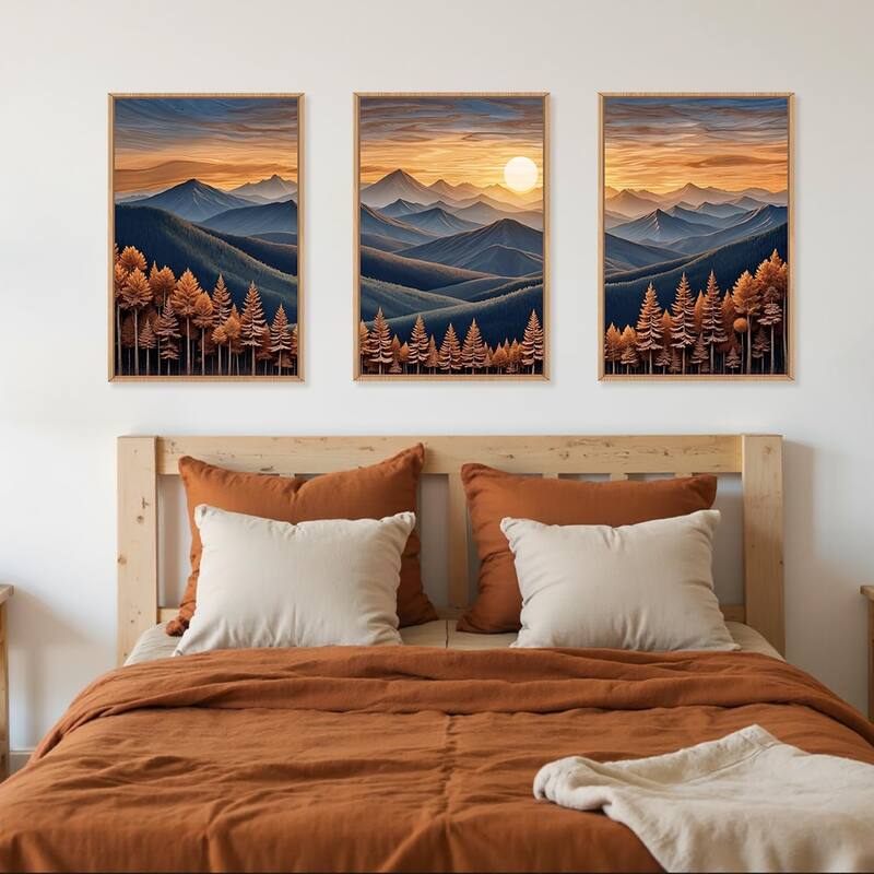 Forest Landscape Wall Decor,Nature Sunset Pine Tree Wall Painting