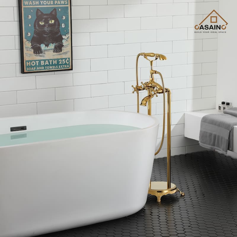 CASAINC 2-Function Free Standing Bathtub Faucet with 360 Degree Swivel Spout