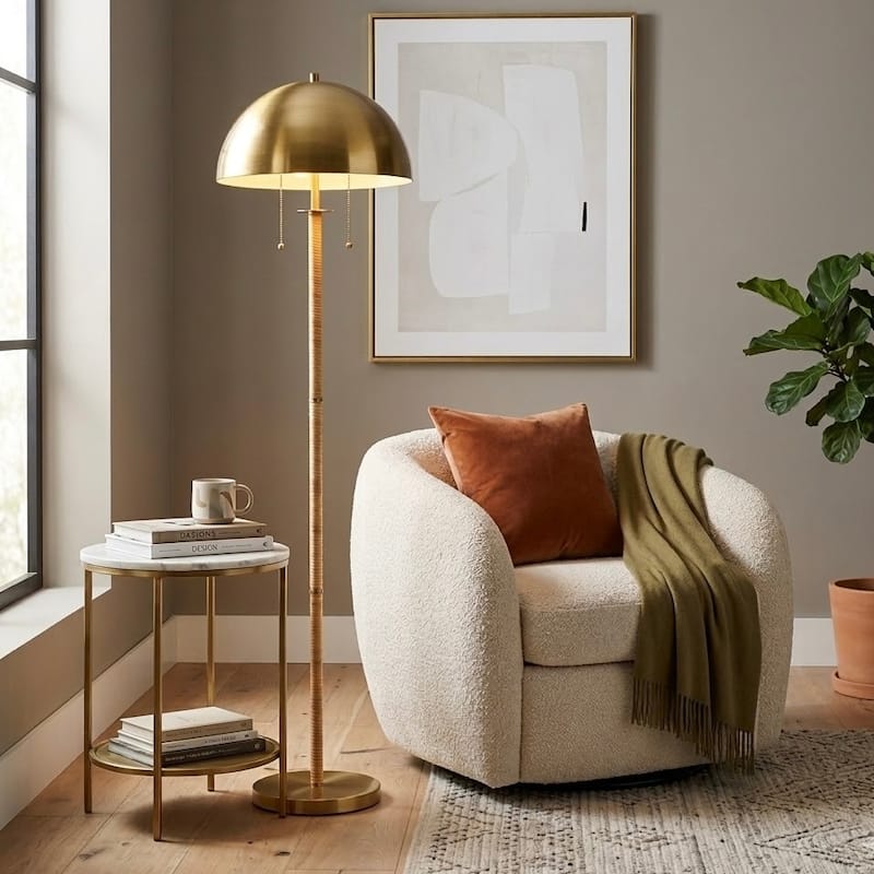 Elegant Duo Two-Light Floor Lamp - Brass - Brass