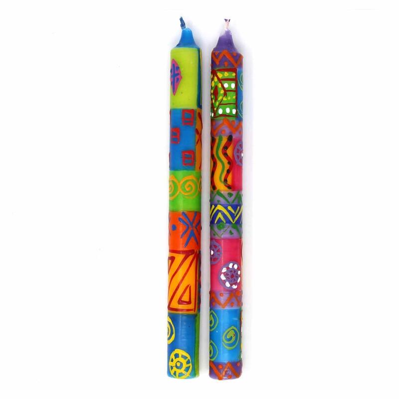 Unscented Hand-Painted Dinner Candles, Set of 2 - Shahida Design