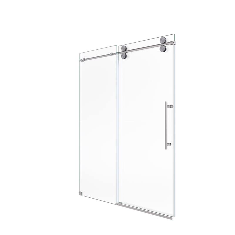 Frameless Clear Tempered Glass Single Sliding Shower Door w/ 5/16" Thick