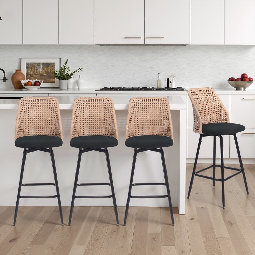 28.7"H Swivel Bar Stools/ Counter Stools with Wicker Back