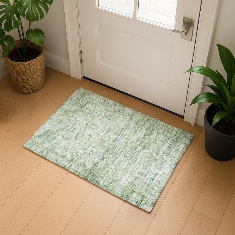 Premium Washable Super Soft Traditional Vintage Mayfield Rug - Aloe - 1'8" x 2'6"