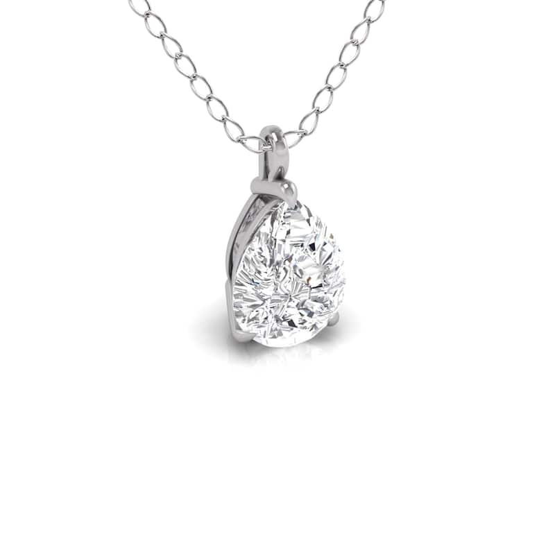 Marquee Lab Grown 1/4 Carat Pear Solitaire Diamond Pendant in 14K White Gold