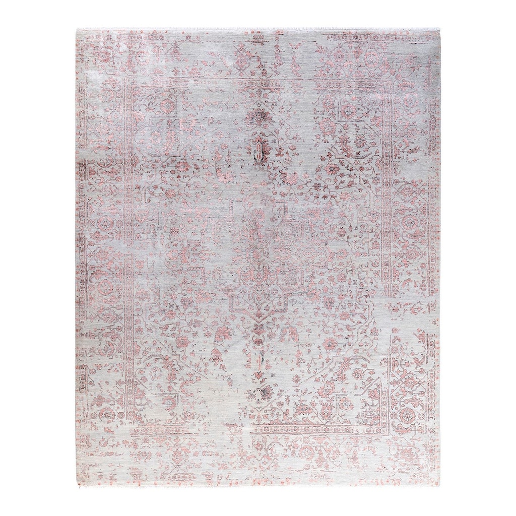 Ikat One-of-a-Kind Hand-Knotted Area Rug - Gray, 8' 1" x 10' 1" - 8' 1" x 10' 1"