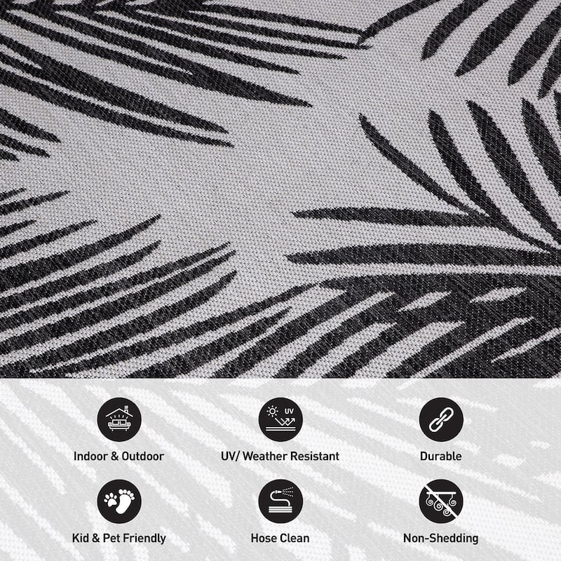 World Rug Gallery Contemporary Distressed Leaves Textured Flat Weave Indoor/Outdoor Area Rug