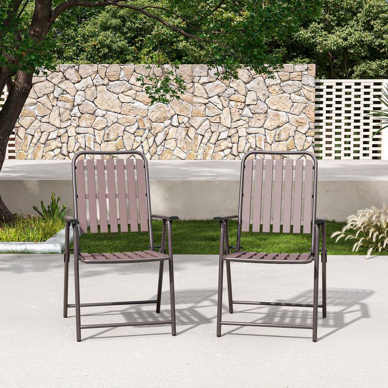 2-Piece Folding Chair, No Assembly Required, 350lb Capacity, Rust-Resistant & Stain-Proof for Balcony/Garde
