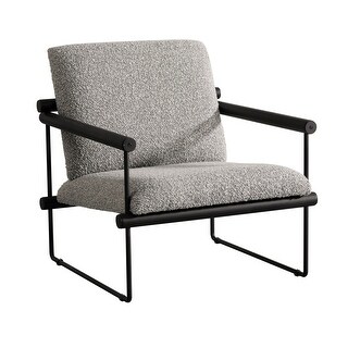 Cid Vina 28 Inch Accent Chair, Gray Polyester, Cushions, Black Metal ...