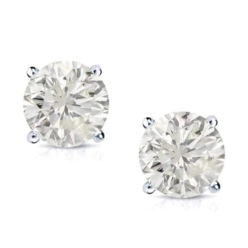 Auriya 14k Gold 1/2ctw Diamond Stud Earrings Clarity-enhanced (E-F, G-H, H-I or J-K , SI1-SI2, I1-I2 or I2-I3) - E-F, SI1-SI2 - White