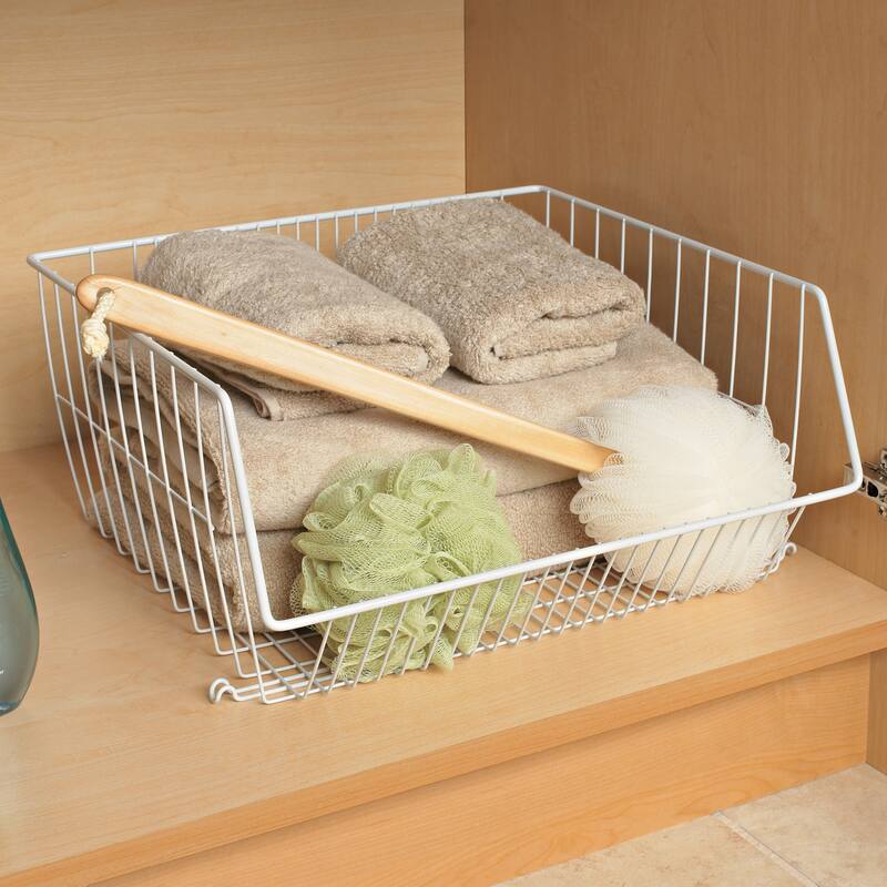 ClosetMaid White Steel Stack or Mount Wire Storage Basket