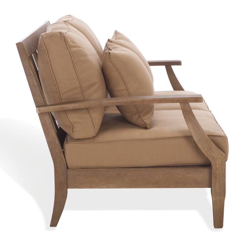 SAFAVIEH Couture Martinique Wood Patio Loveseat - 56"W x 35"D x 32"H