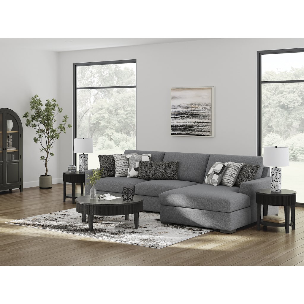 Signature Design by Ashley Bealton Gray 3-Piece Sectional with Chaise - 140" W x 69" D x 41" H
