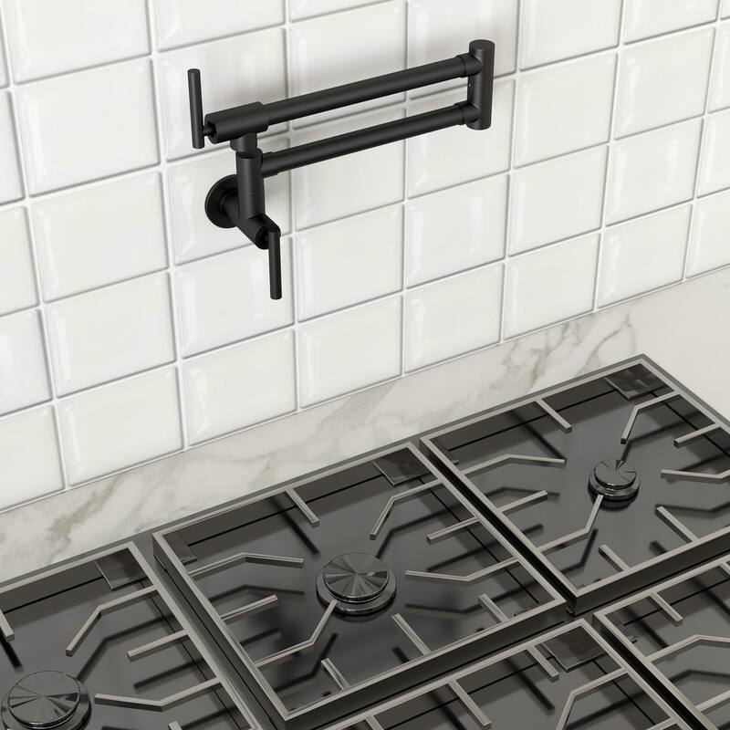 Lordear Wall Mount Brassmetal Pot Filler Faucet with Single Hole 360 Degree Rotation Dual Joints
