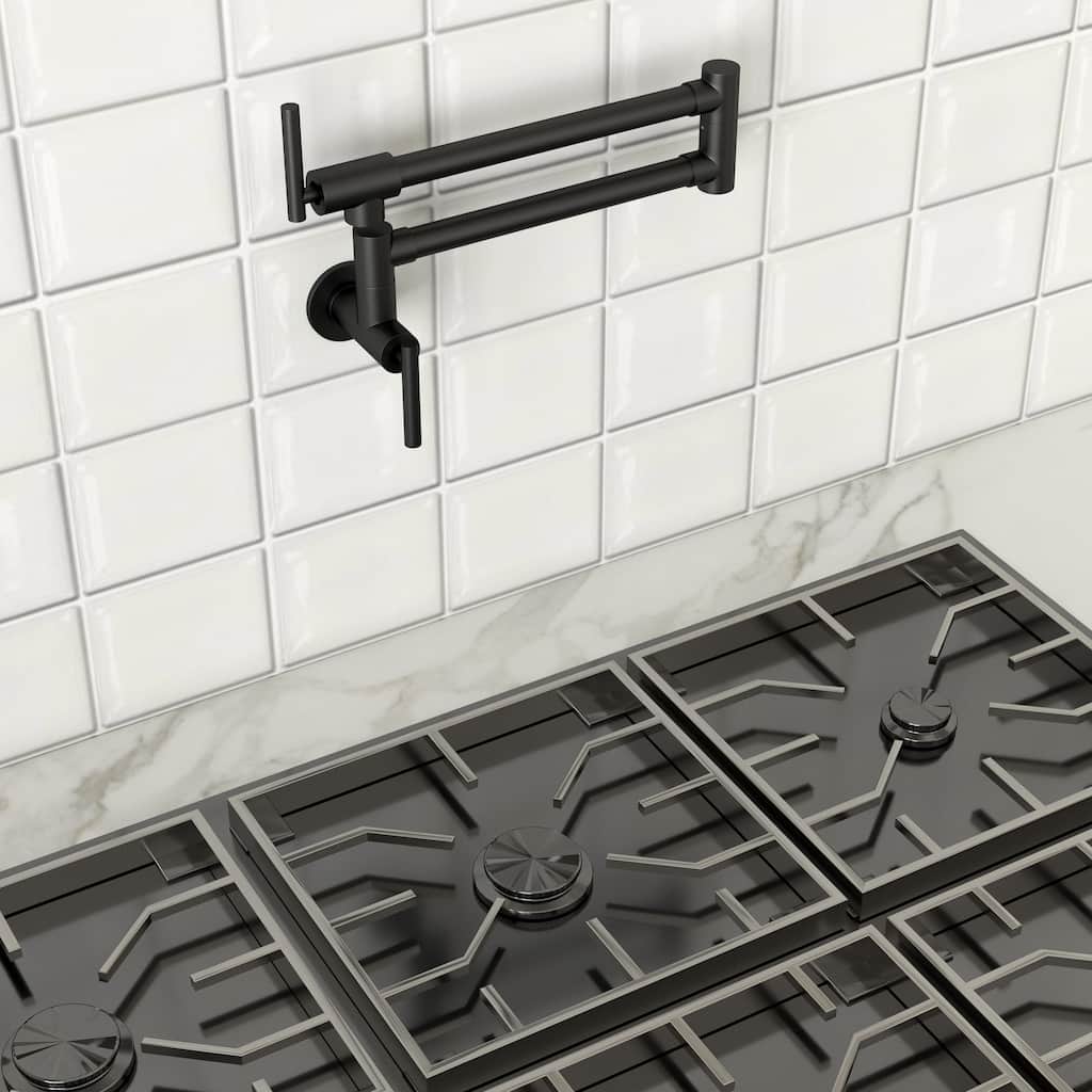 Lordear Wall Mount Brassmetal Pot Filler Faucet with Single Hole 360 Degree Rotation Dual Joints