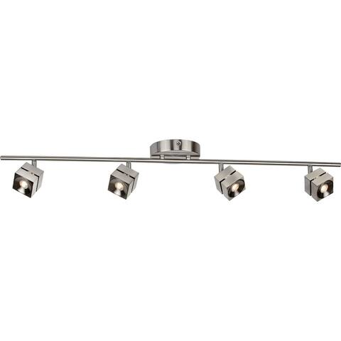 Cantrell 1-light Satin Nickel LED Fixed Rail, Frosted Ribbed White Acrylic Shade - Satin Nickel