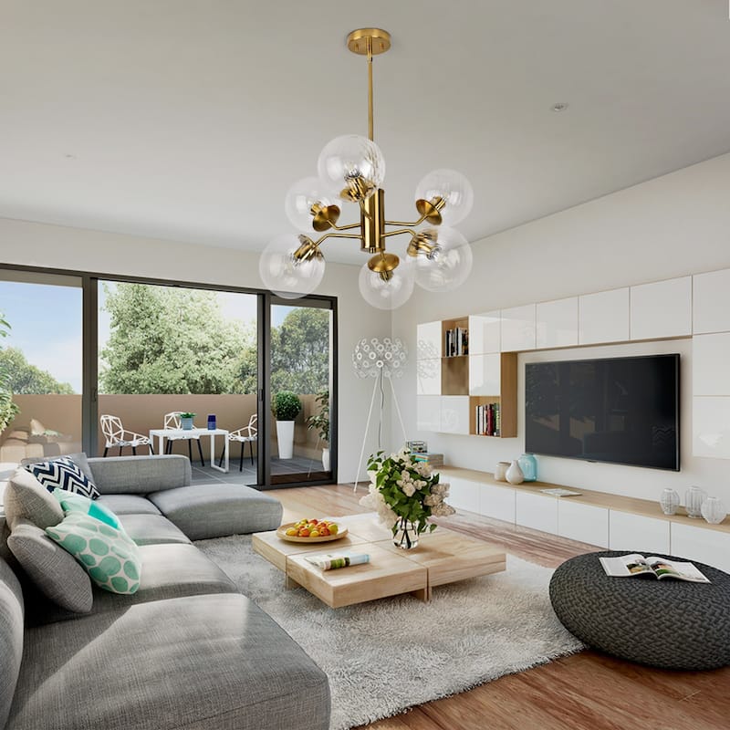 6-Lights Contemporary Brass Sputnik chandelier