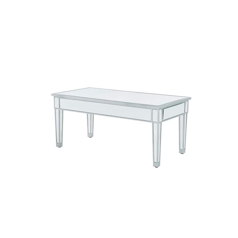 coffee table 40"W x 20"D x 18"H in antique silver paint