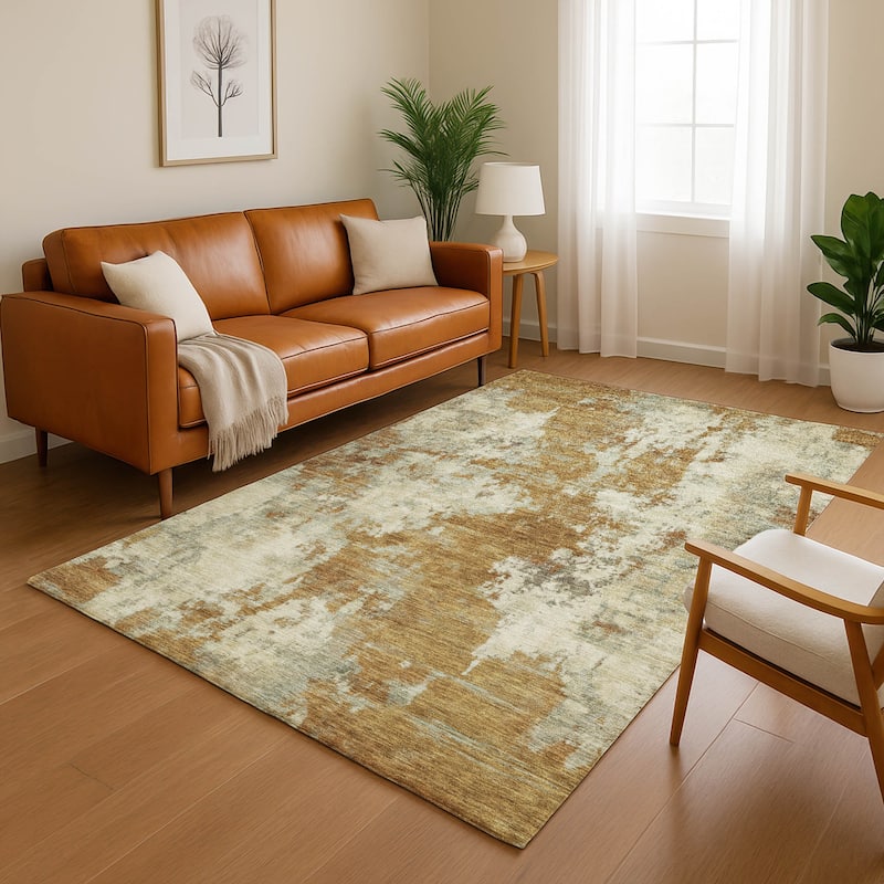 Premium Washable Super Soft Abstract Casual Mayfield Rug - Terracotta - 5' x 7'6"