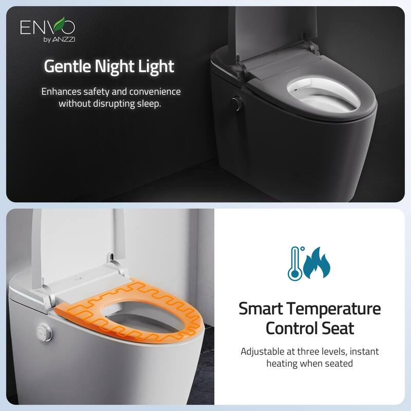ENVO Dia Series 1.28 GPF 1-piece Auto Open Smart Bidet Toilet in White with Dual Flush, Heated Seat, and Foot Sensor