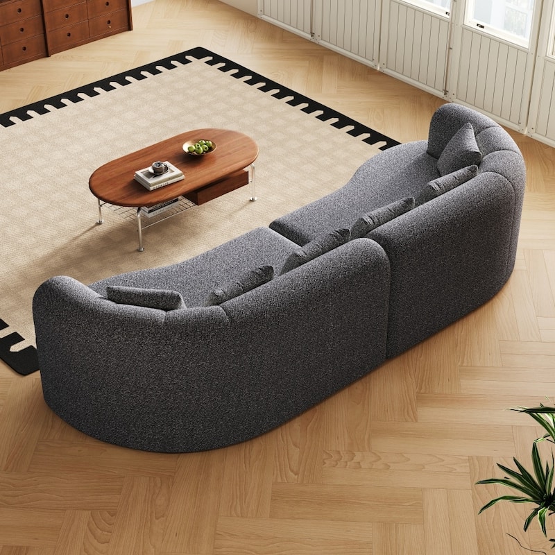 106.3" Chenille Curved Sectional Bone-Free Cloud Sofa with 6 Pillows