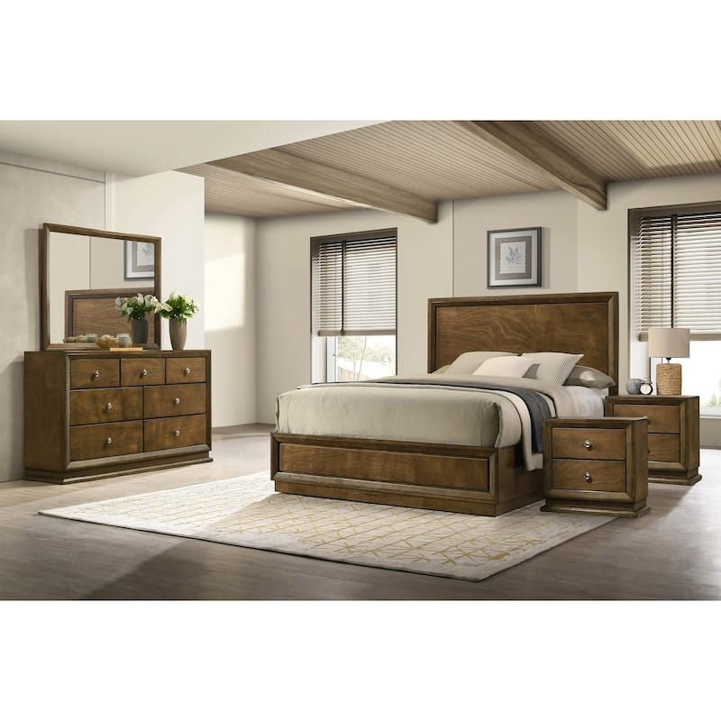 Furniture of America Igala 5-Piece Walnut Wood Panel Bedroom Set - Twin