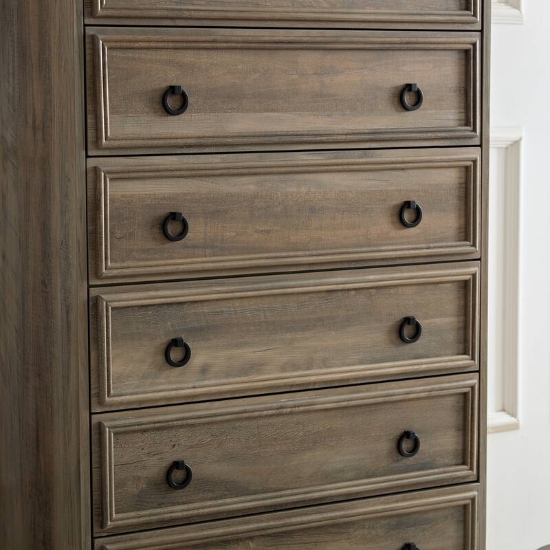GDFStudio - Wash Modern 6-Drawer Tall Dresser with Textured Borders and Easy-Pull Handles