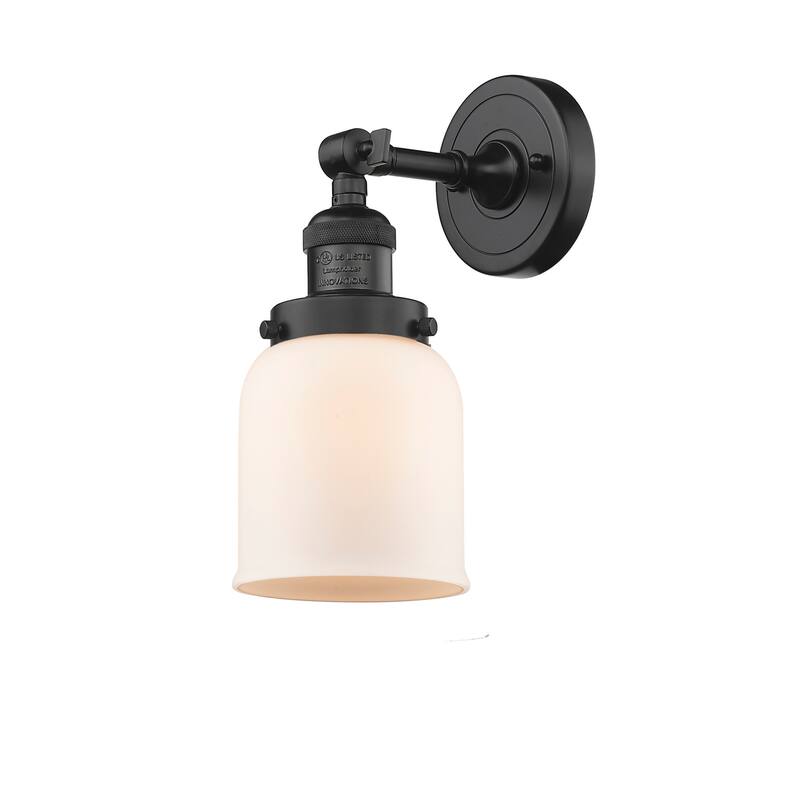 Innovations Lighting Small Bell Single Light 10" Tall Bathroom Sconce - Oiled Rubbed Bronze / Matte White Cased