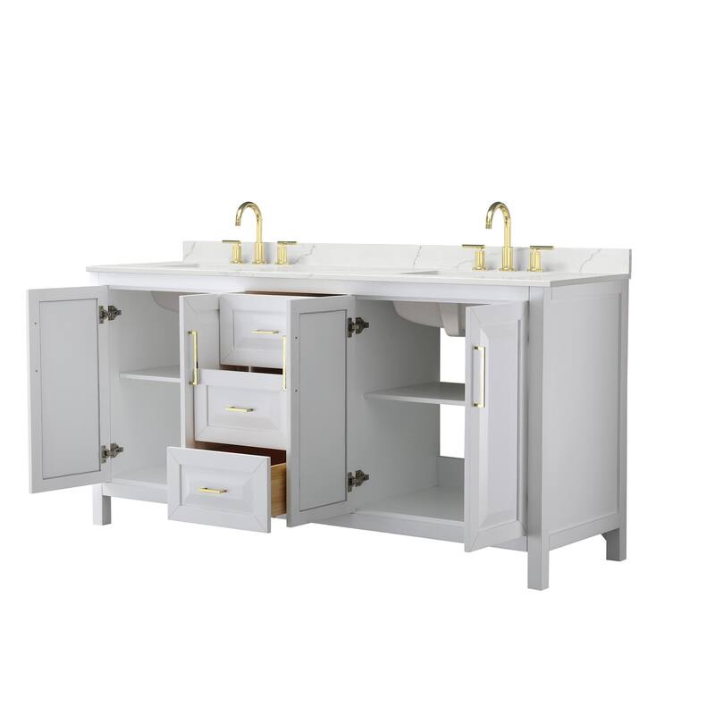 Daria 72-inch Double Vanity, 3 Hole Quartz Top
