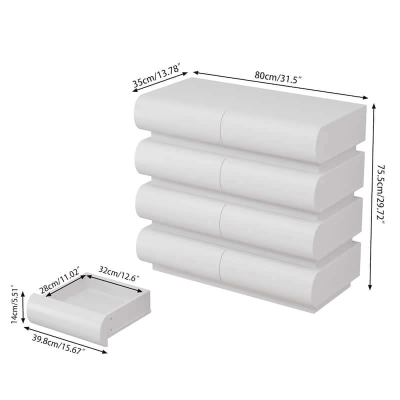 Modern 6/8 Drawer Dresser Chest without Handle