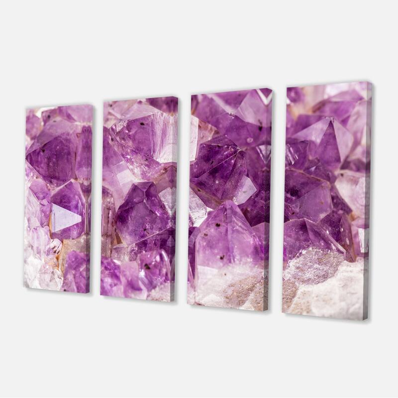 Designart "Purple Amethyst Macro" Abstract Canvas Wall Art Print