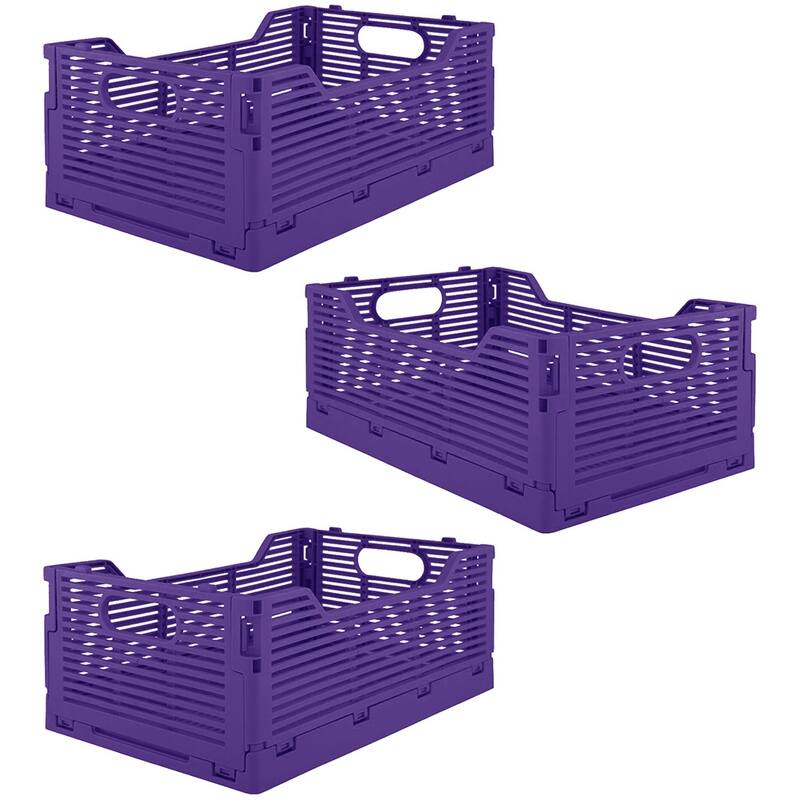 OnDisplay Stackable Folding Desk/Beauty/Closet Storage Crate - Foldable Space Saving Bins