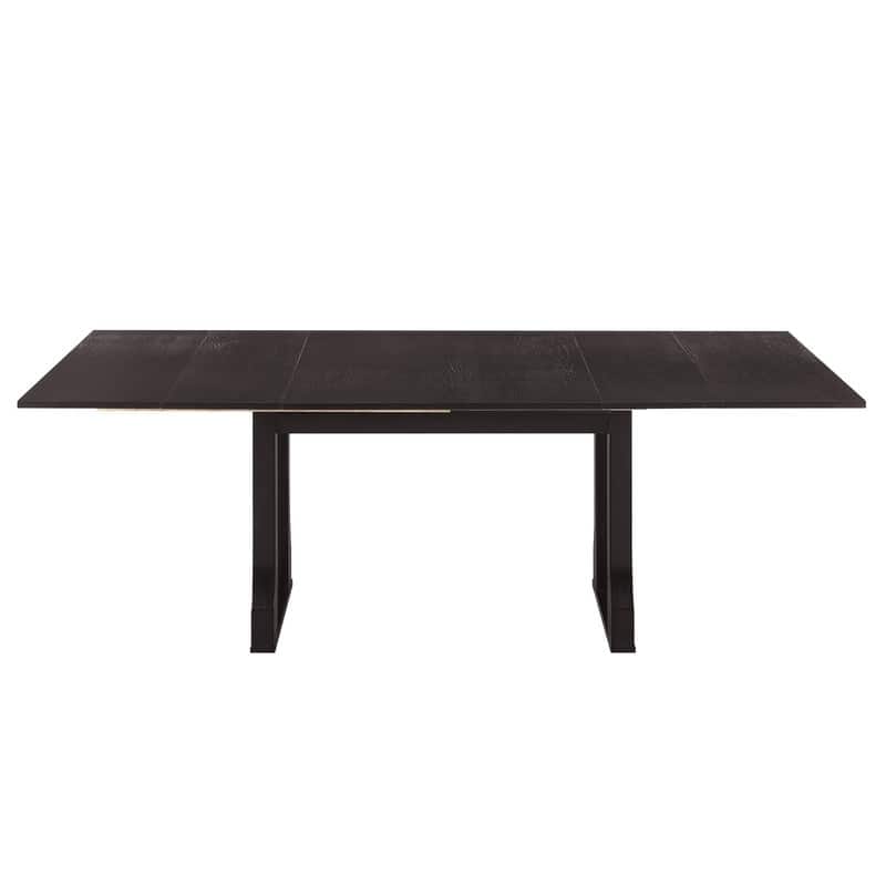 Modern Six-Piece 82.7-Inch Extendable Dining Set with Four Wicker-Back Upholstered Chairs and a Long Bench