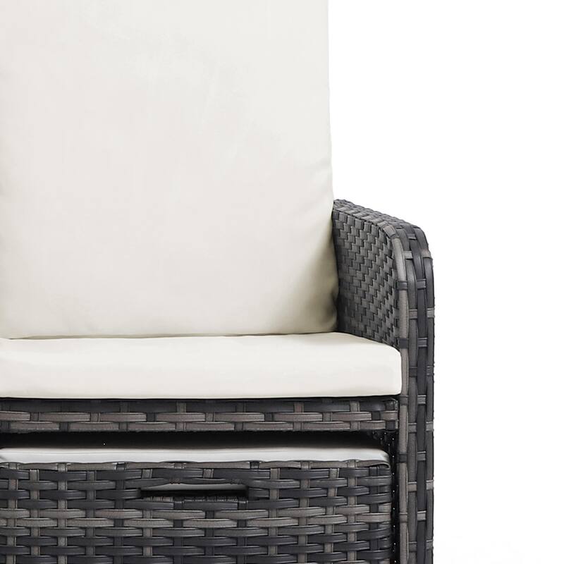 Patio 5 Pieces Rattan Cushioned Conversation Set With Ottoman Coffee Table