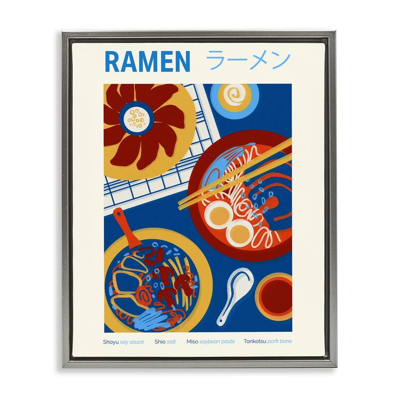 Stupell Ramen Table Placement Framed Floater Canvas Wall Art Design By Victoria Barnes - 25 x 31 - Grey