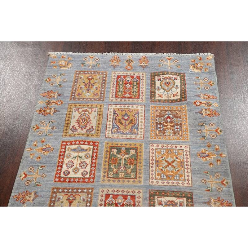 Traditional Garden Design Kazak Oriental Wool Runner Rug Hand-knotted - 2'9" x 10'5"