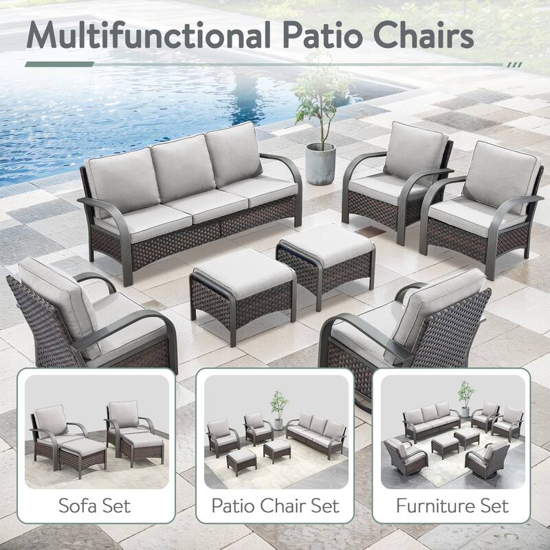 4 Piece Patio Outdoor Chair with Ottomans
