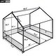 preview thumbnail 5 of 10, Metal Twin Size House-Shaped Platform Beds , Dual Side-by-Side Design with Guardrails, Sturdy Construction
