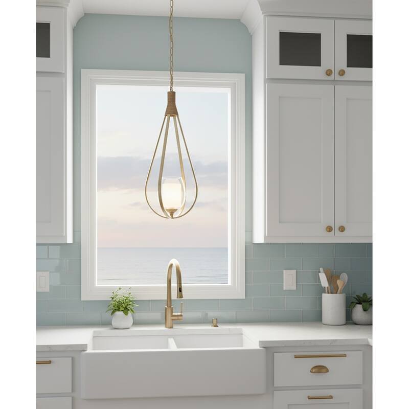 Dawana 1-Light Modern Pendant Light with Jute Accents - 27 in. Tall