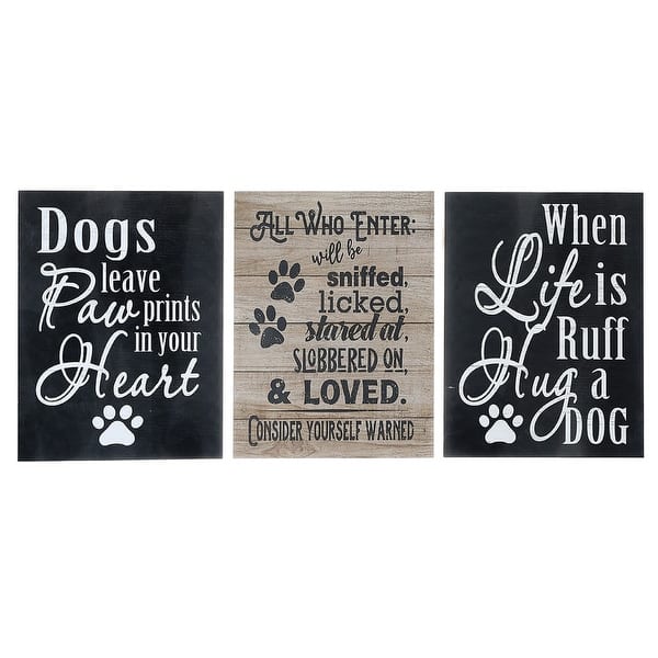 slide 1 of 1, Wood Wall Sign (For Dog Lovers) (Asstd) - Set of 3