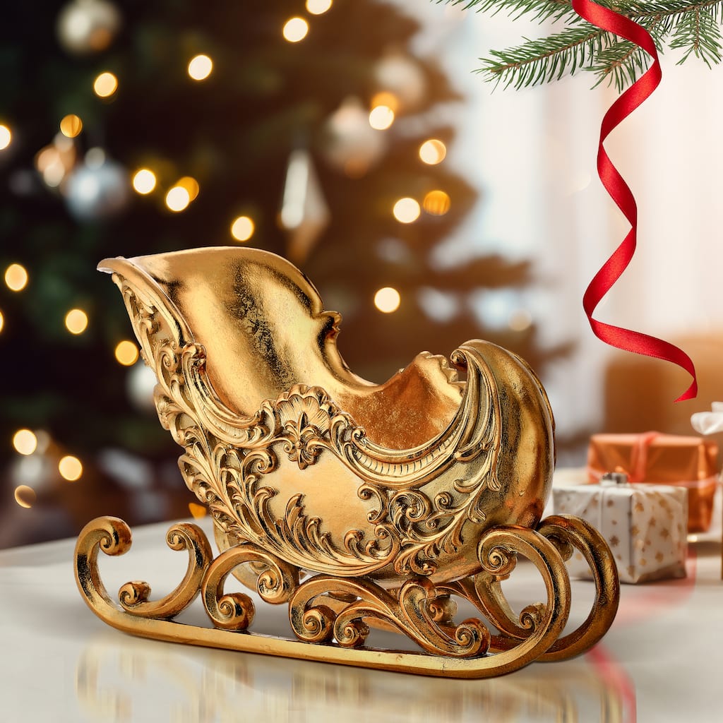15" Resin Scroll Sleigh