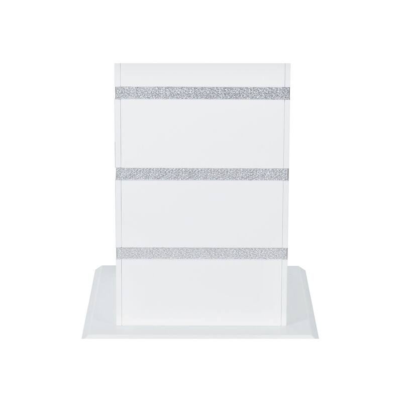 HomeRoots 63" White Silver And Black Glass Faux Crystal And Wood Rectangular Bar Table - 63.40 in. x 38.00 in. x 41.70 in.